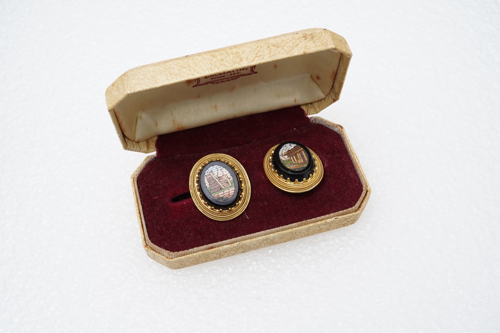 A pair of gold and micromosaic earrings, Italy, late 19th/early 20th century